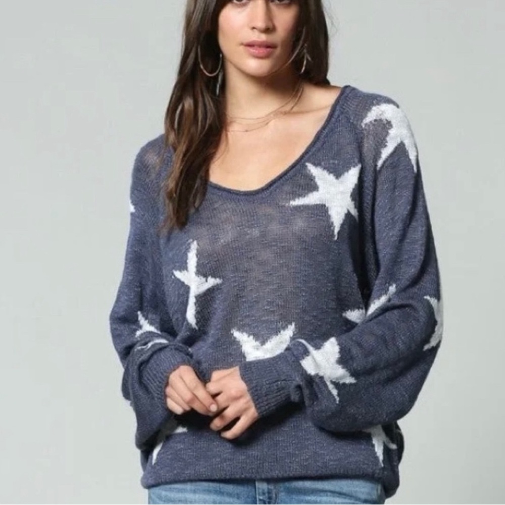 BLANK PAIGE Anthropologie star knit sweater